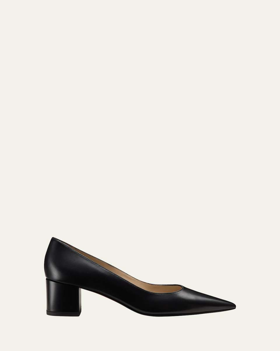 Stuart Leather Block-Heel Pumps
